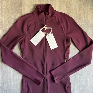 NWT! Maroon Athleta x ALICIA KEYS Goddess Bodysuit Jumpsuit, Size M